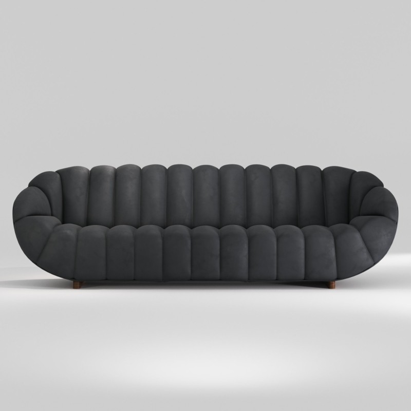 Canapé 3P en noyer massif tissu RABELO - Meuble design et décoration