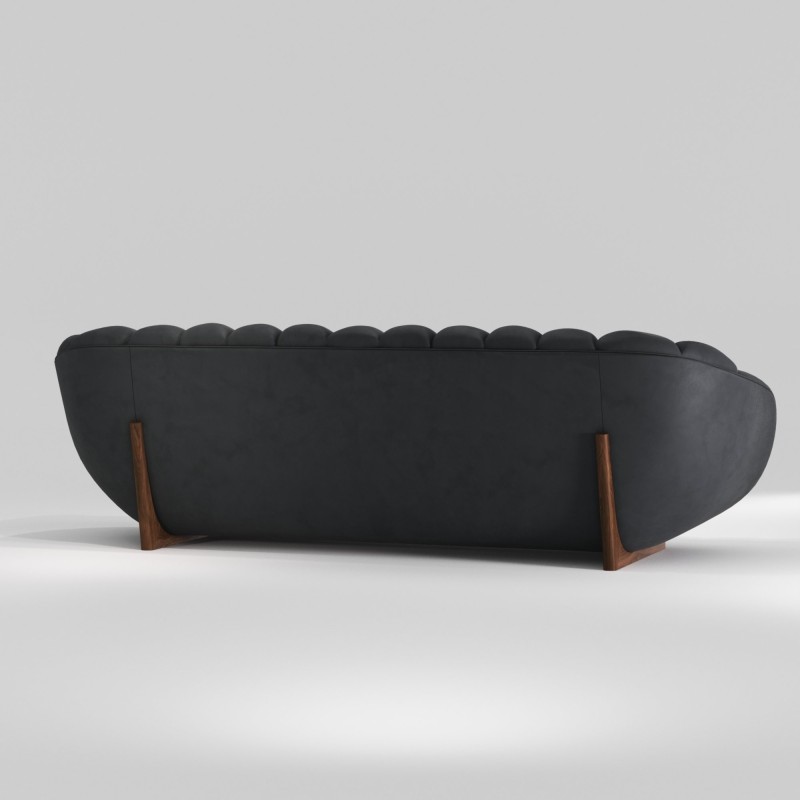 Canapé 3P en noyer massif tissu RABELO - Meuble design et décoration