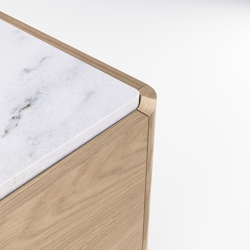 Buffet en chêne massif marbre PANAMA - Meuble design et décoration