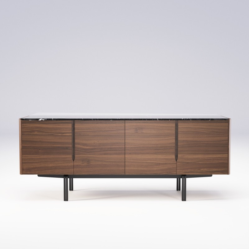 Buffet noyer massif marbre PANAMA - Meuble design et décoration