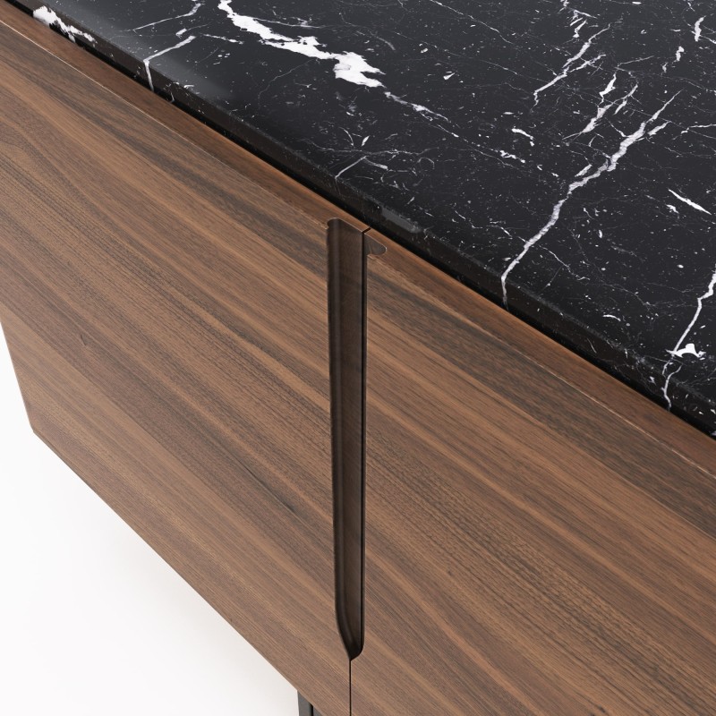 Buffet noyer massif marbre PANAMA - Meuble design et décoration